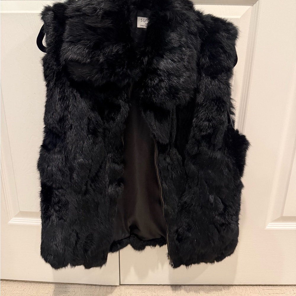 Surell Black Fur Vest